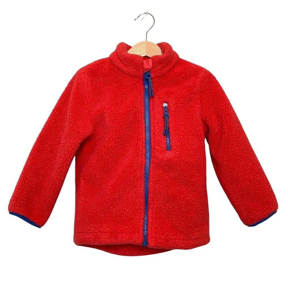 Mini Boden Windproof Fleece Jacket Girls Red Size 2-3 Yrs Full Zip